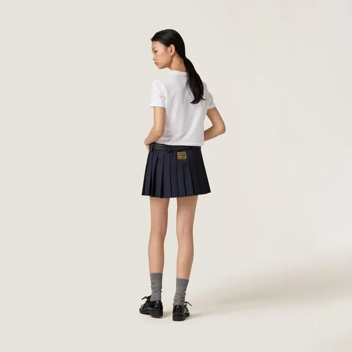 Women TShirts And Sweatshirts Miu Miu Embroidered Cotton Jersey Tshirt White Women TShirts And Sweatshirts Miu Miu Embroidered Cotton Jersey Tshirt White
