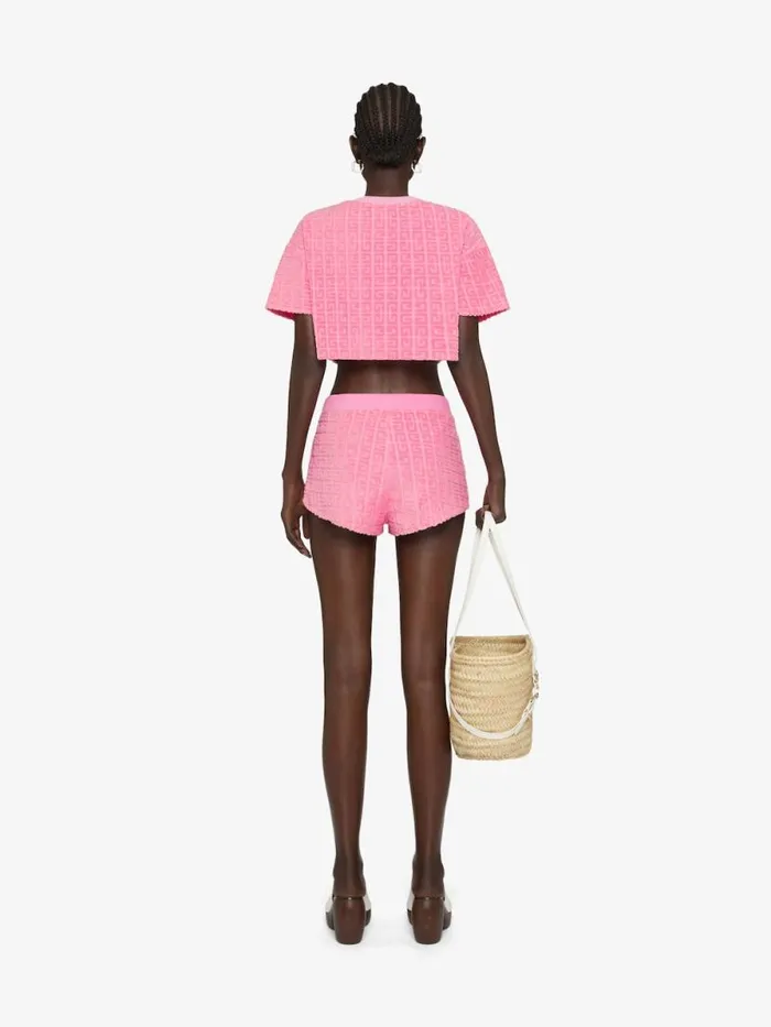 Women TShirts Givenchy Cropped Tshirt In 4G Cotton Towelling Old Pink