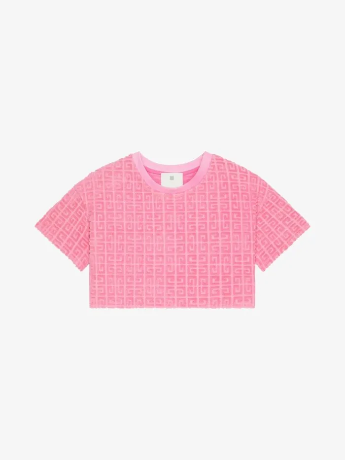 Women TShirts Givenchy Cropped Tshirt In 4G Cotton Towelling Old Pink