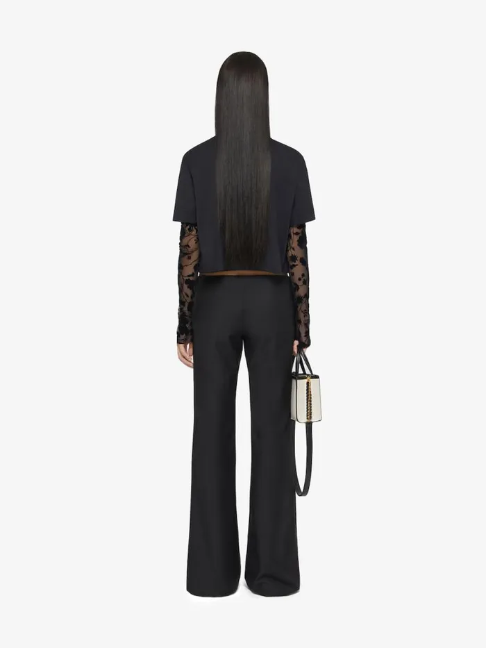 Women TShirts Givenchy Overlapped Cropped Tshirt In Cotton And Tulle Black