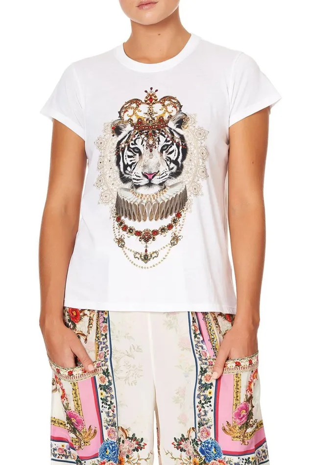 Women Tees Camilla Slim Fit Round Neck TShirt Party In The Palace