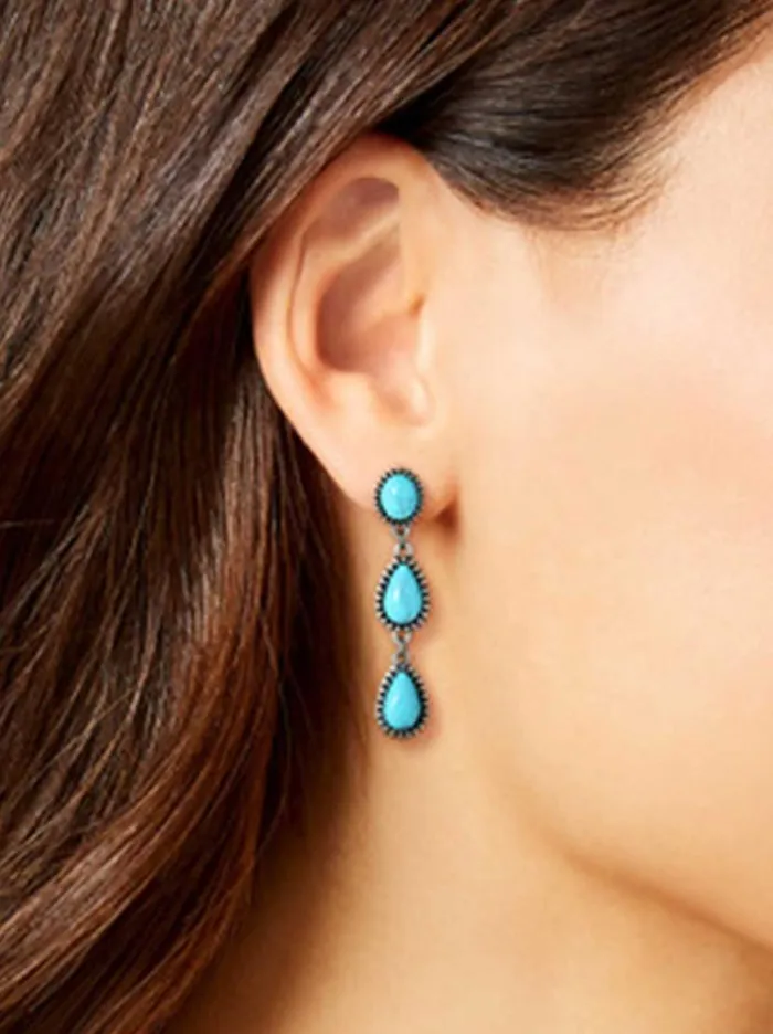 Women Three Stone Drop Earrings Jessica Simpson Turquoise Collection