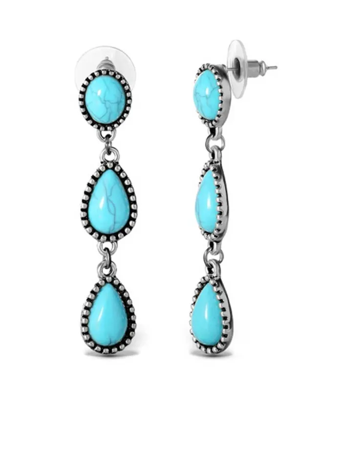 Women Three Stone Drop Earrings Jessica Simpson Turquoise Collection