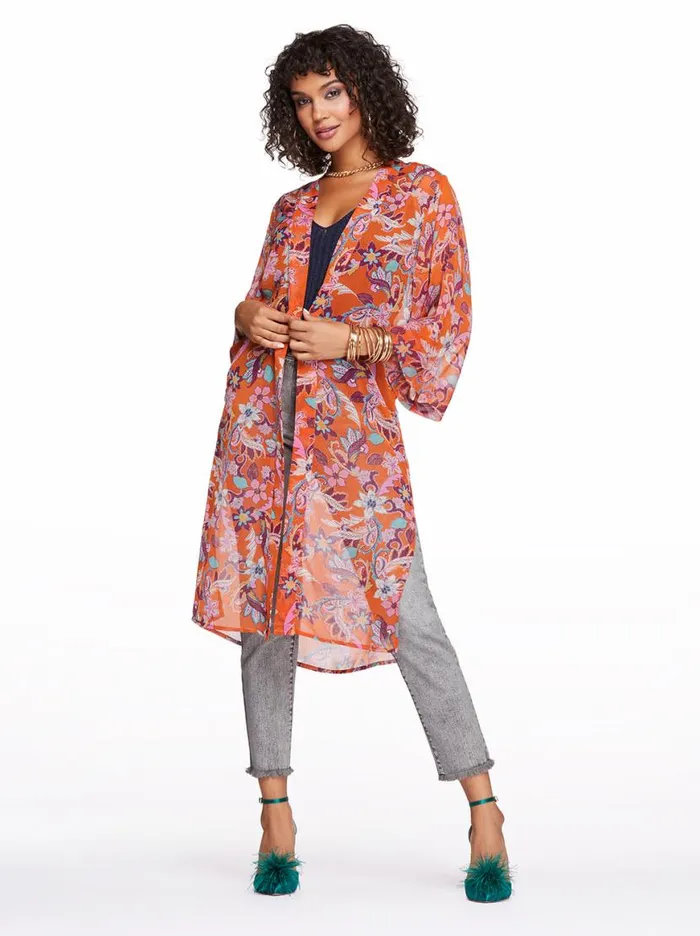 Women Tina Kimono In Vibrant Bouquet Jessica Simpson Jackets Blazers and Kimonos