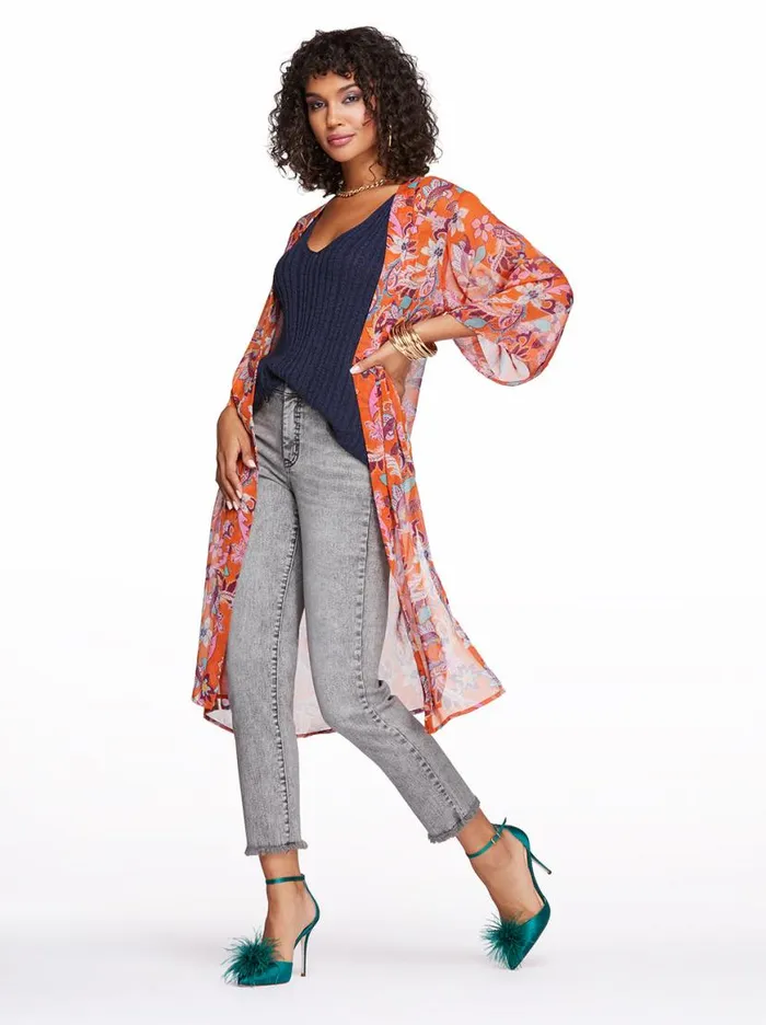 Women Tina Kimono In Vibrant Bouquet Jessica Simpson Jackets Blazers and Kimonos