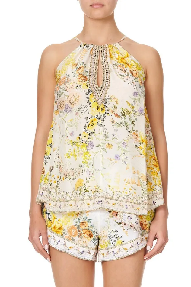 Women Tops Camilla Flared Cami W Neck Tie In The Hills Of Tuscany