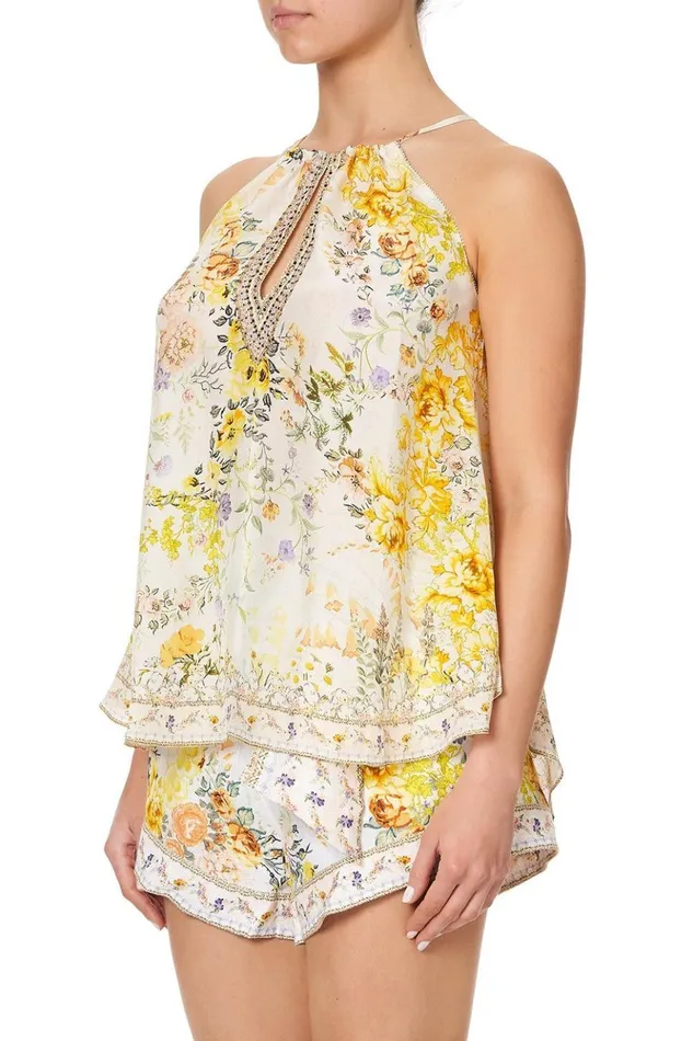 Women Tops Camilla Flared Cami W Neck Tie In The Hills Of Tuscany