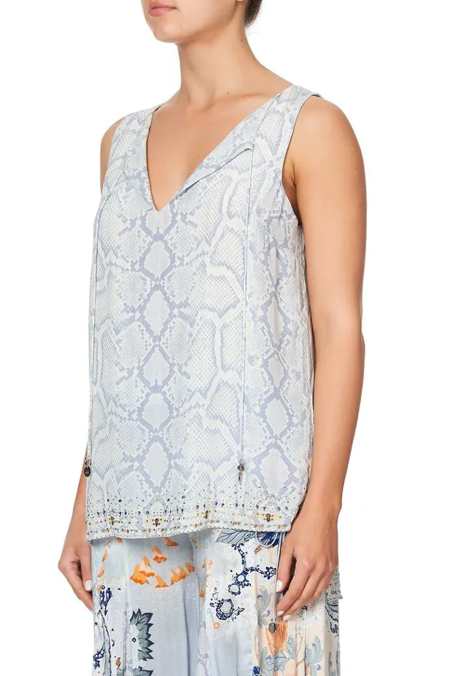 Women Tops Camilla Front Split Tunic Bush Diamond