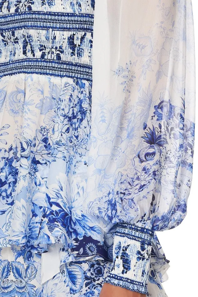 Women Tops Camilla Shirred Bodice Blouse High Tea