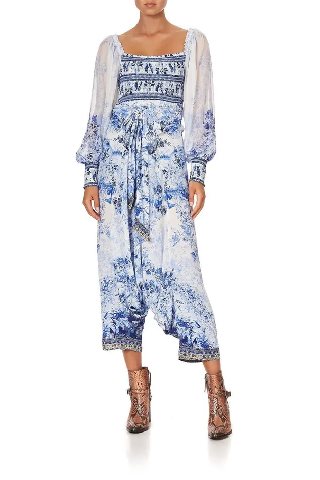 Women Tops Camilla Shirred Bodice Blouse High Tea