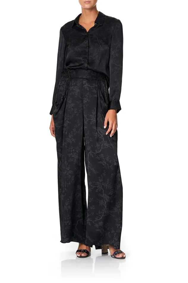 Women Tops Camilla Slim Fit Long Sleeve Shirt Noir Boudoir