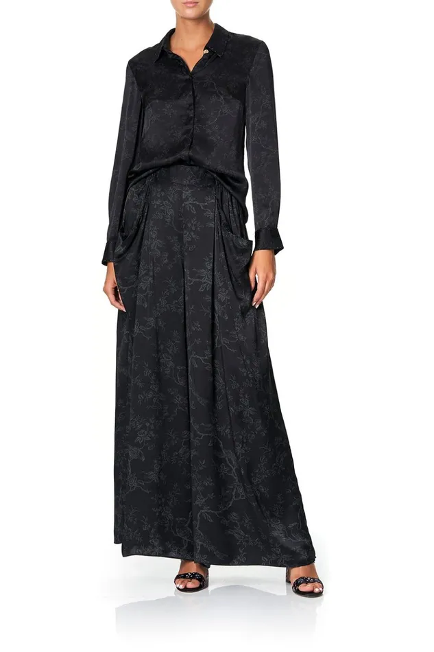 Women Tops Camilla Slim Fit Long Sleeve Shirt Noir Boudoir