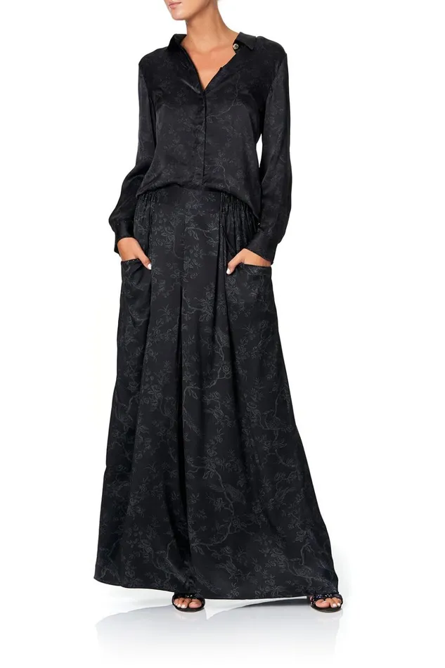 Women Tops Camilla Slim Fit Long Sleeve Shirt Noir Boudoir