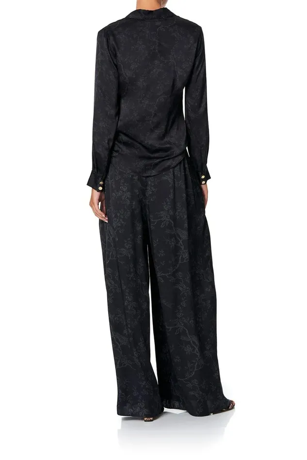 Women Tops Camilla Slim Fit Long Sleeve Shirt Noir Boudoir