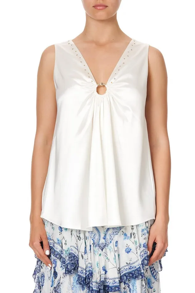 Women Tops Camilla Wide Strap URing Top Solid White