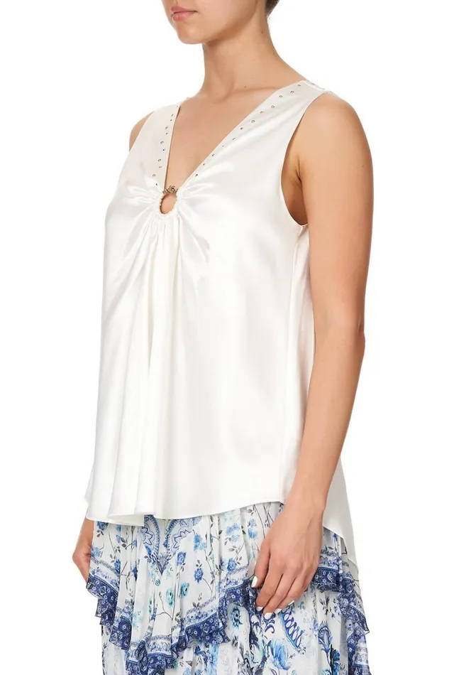 Women Tops Camilla Wide Strap URing Top Solid White
