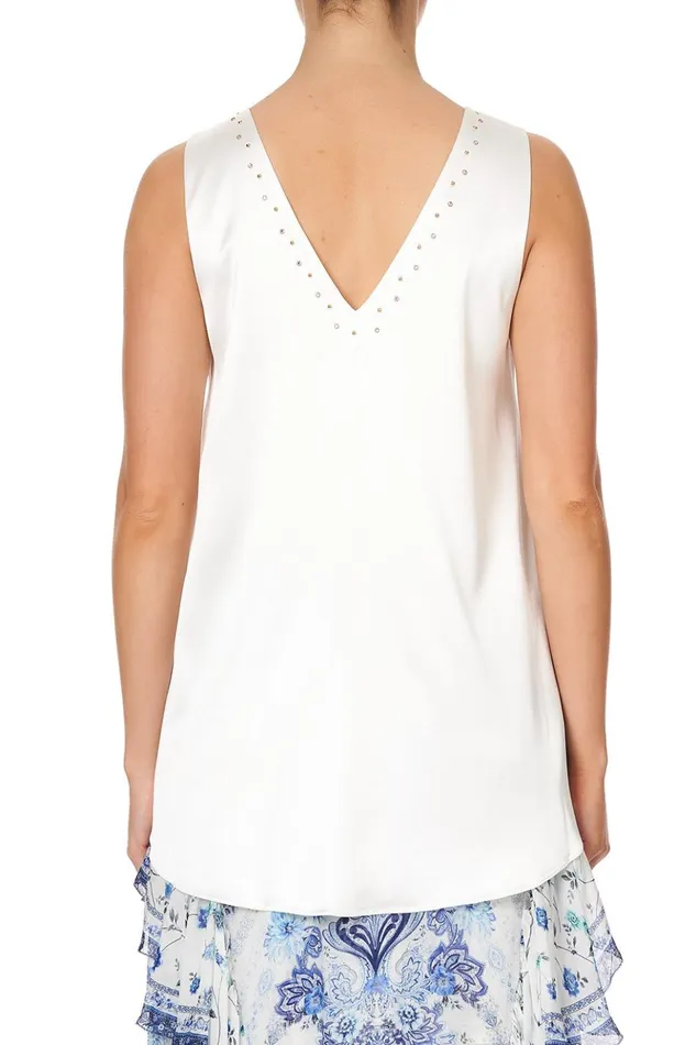 Women Tops Camilla Wide Strap URing Top Solid White