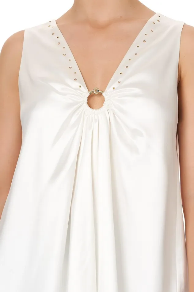 Women Tops Camilla Wide Strap URing Top Solid White