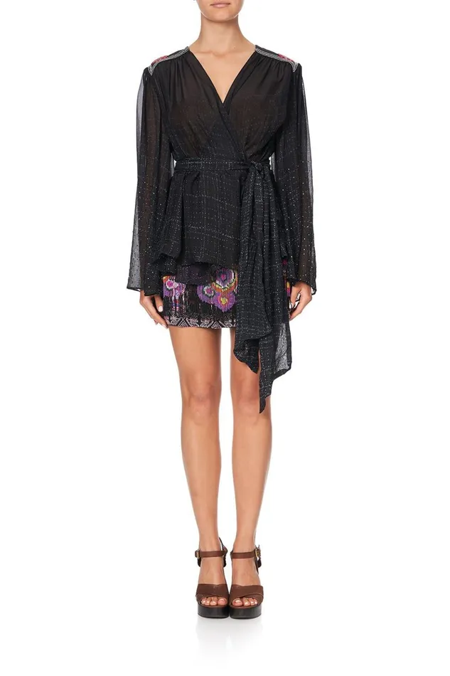 Women Tops Camilla Wrap Blouse With Yoke Mina Mina
