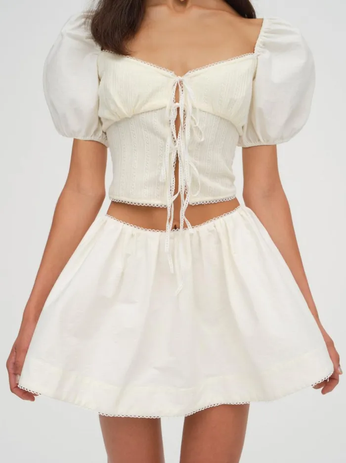Women Tops For Love and Lemons Billie Pointelle Top Ivory