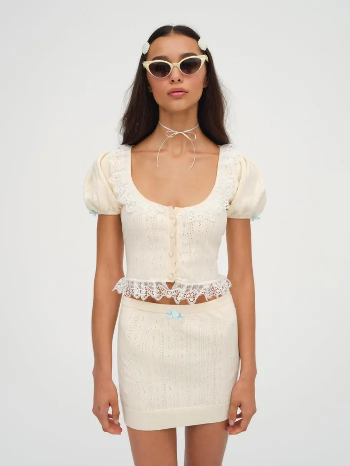 Women Tops For Love and Lemons Daniela Knit Top Beige