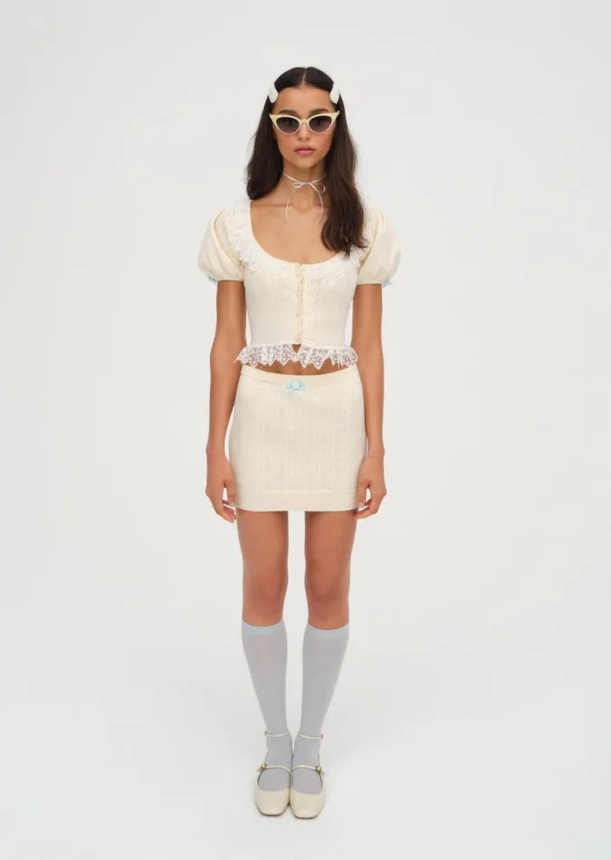 Women Tops For Love and Lemons Daniela Knit Top Beige Women Tops For Love and Lemons Daniela Knit Top Beige
