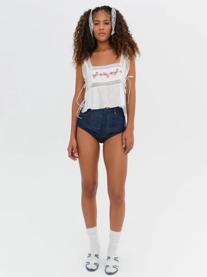 Women Tops For Love and Lemons Jolene Embroidered Top White Women Tops For Love and Lemons Jolene Embroidered Top White