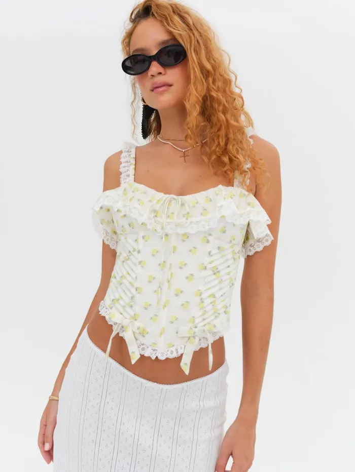 Women Tops For Love and Lemons Melanie Corset Top Yellow