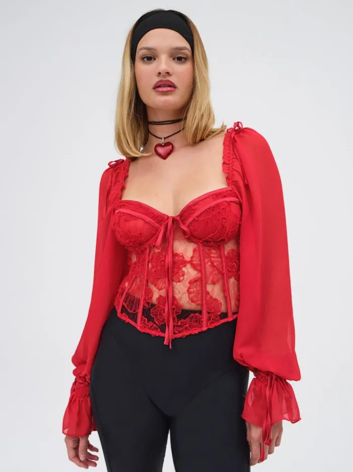 Women Tops For Love and Lemons Sade Top Red Women Tops For Love and Lemons Sade Top Red