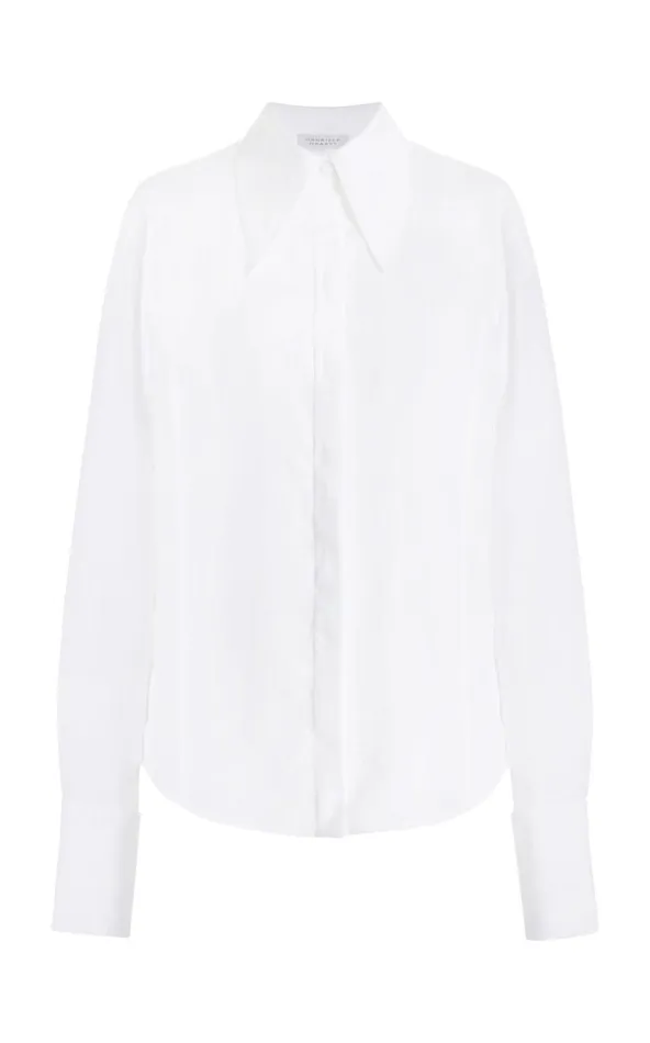Women Tops Gabriela Hearst Albruna Shirt In White Aloe Linen
