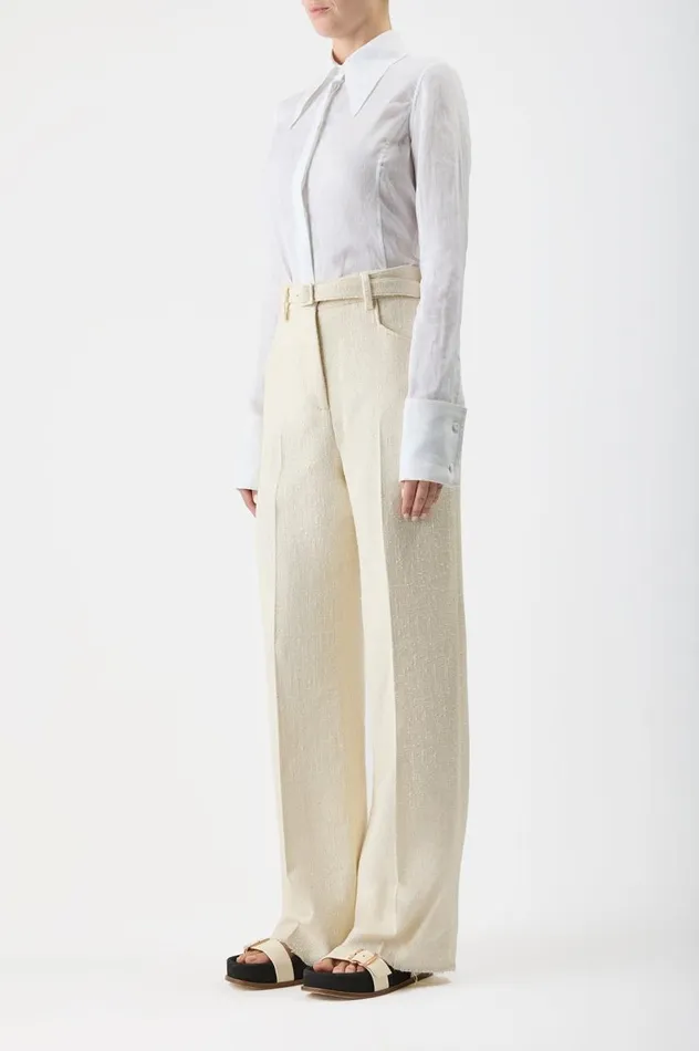 Women Tops Gabriela Hearst Albruna Shirt In White Aloe Linen