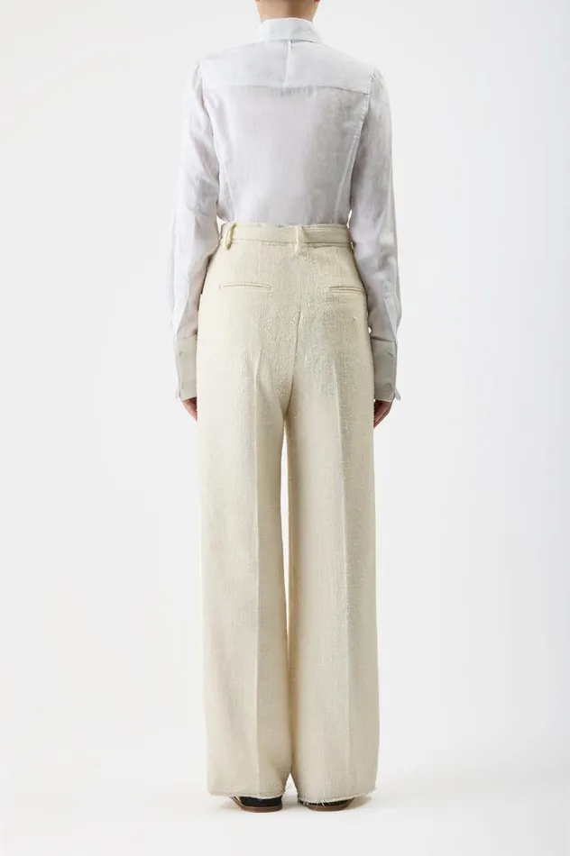 Women Tops Gabriela Hearst Albruna Shirt In White Aloe Linen