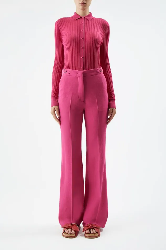 Women Tops Gabriela Hearst Cavalieri Knit Shirt In Fuchsia Cashmere Silk