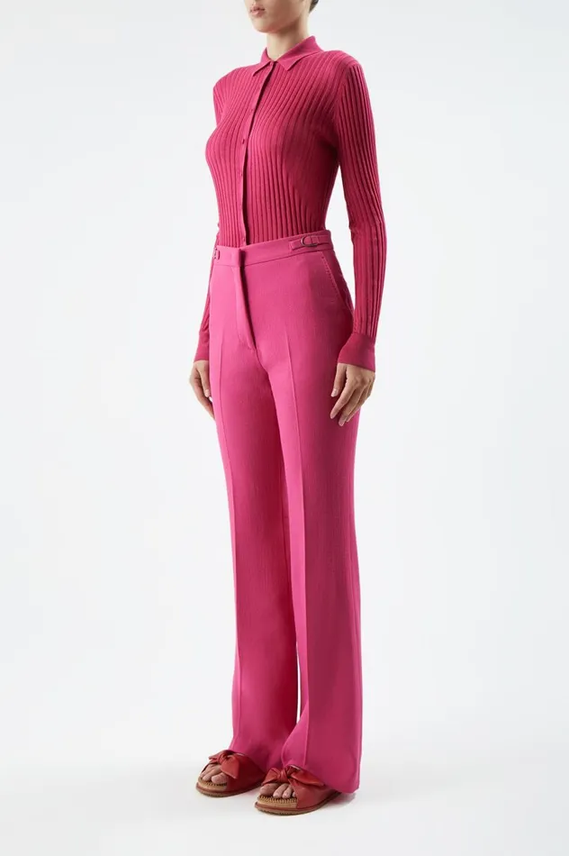 Women Tops Gabriela Hearst Cavalieri Knit Shirt In Fuchsia Cashmere Silk