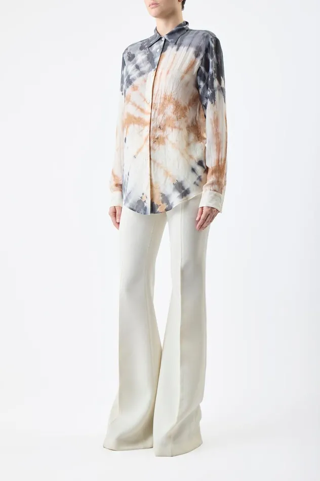 Women Tops Gabriela Hearst Ferrara Shirt In Camel Multi Tie Dye Cashmere Silk Gauze