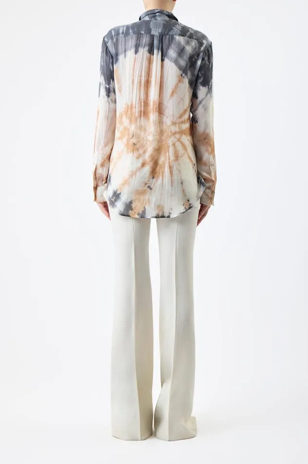 Women Tops Gabriela Hearst Ferrara Shirt In Camel Multi Tie Dye Cashmere Silk Gauze
