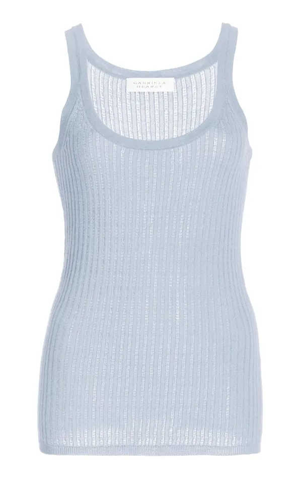 Women Tops Gabriela Hearst Graham Pointelle Knit Tank Top In Halogen Blue Cashmere Silk