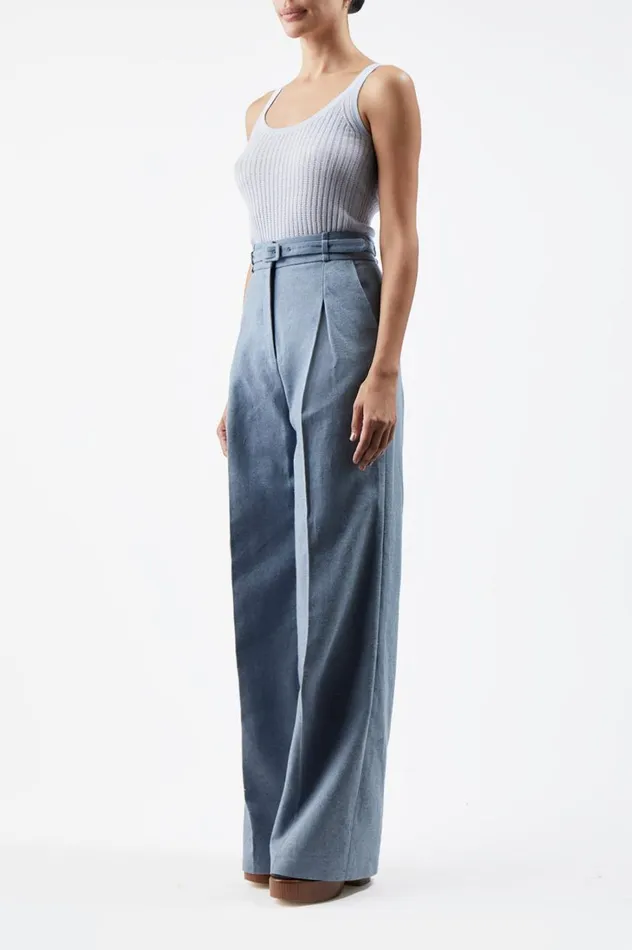 Women Tops Gabriela Hearst Graham Pointelle Knit Tank Top In Halogen Blue Cashmere Silk
