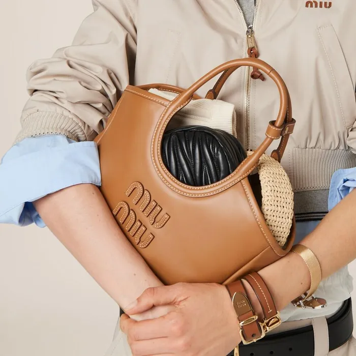 Women Totes Miu Miu IVY Leather Bag Caramel Women Totes Miu Miu IVY Leather Bag Caramel