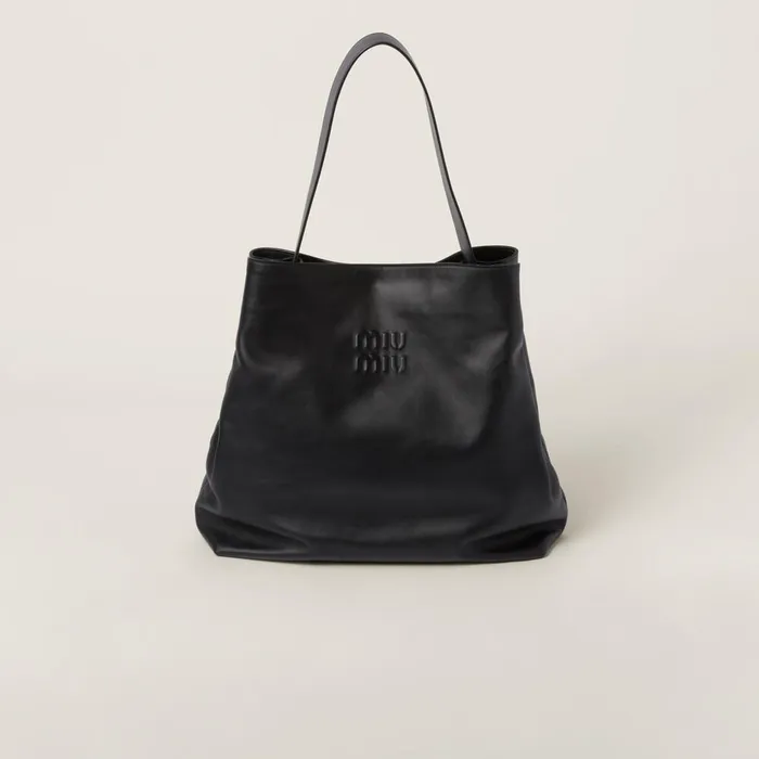 Women Totes Miu Miu Leather Hobo Bag Black