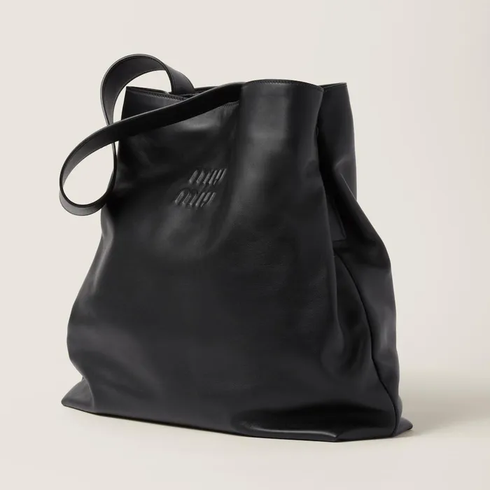 Women Totes Miu Miu Leather Hobo Bag Black Women Totes Miu Miu Leather Hobo Bag Black