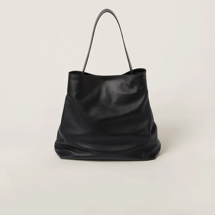Women Totes Miu Miu Leather Hobo Bag Black Women Totes Miu Miu Leather Hobo Bag Black