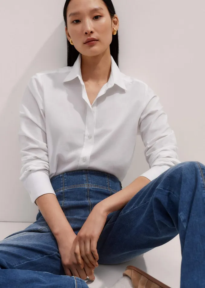 Women Travel Layering Shirt White MEEM