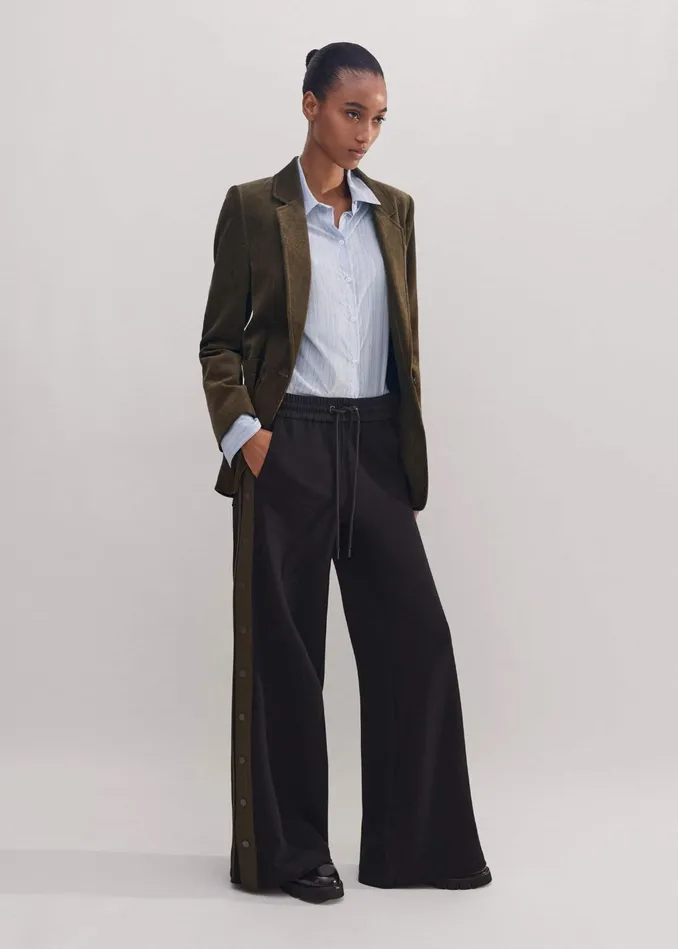 Women Travel Tailoring Snap Detail Track Pant Blackdeep Autumn Olive MEEM