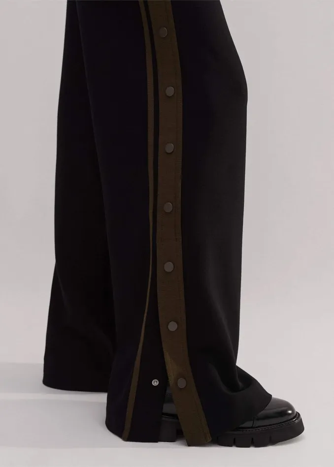 Women Travel Tailoring Snap Detail Track Pant Blackdeep Autumn Olive MEEM