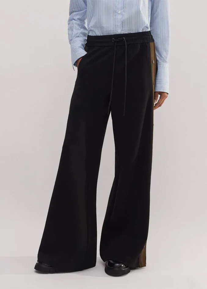 Women Travel Tailoring Snap Detail Track Pant Blackdeep Autumn Olive MEEM