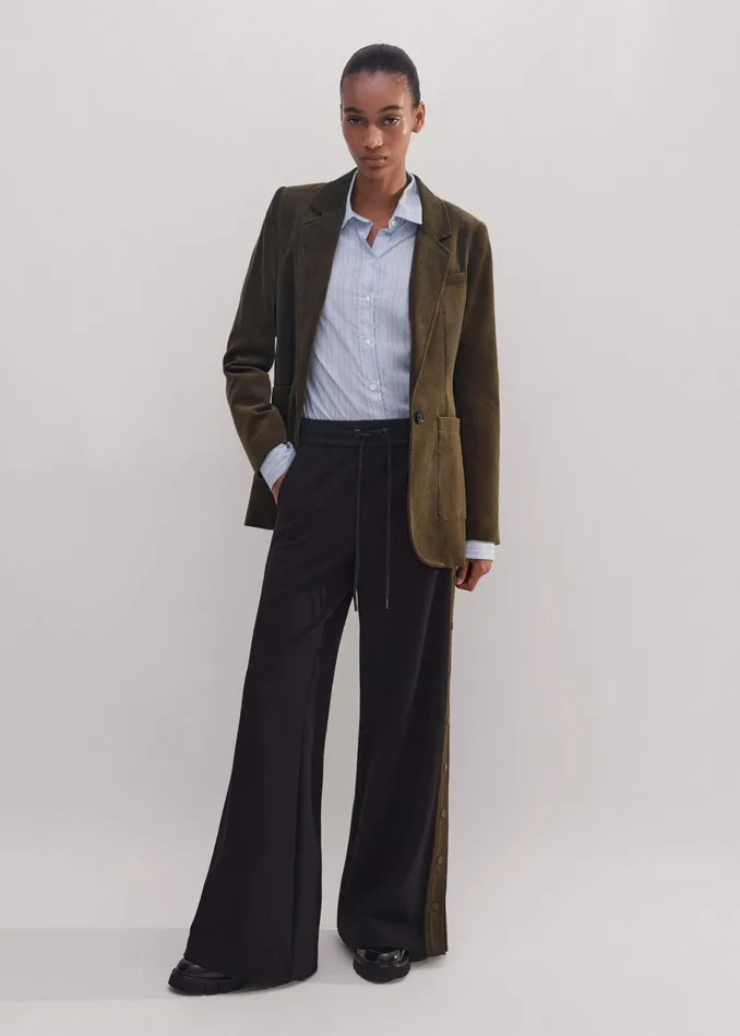 Women Travel Tailoring Snap Detail Track Pant Blackdeep Autumn Olive MEEM