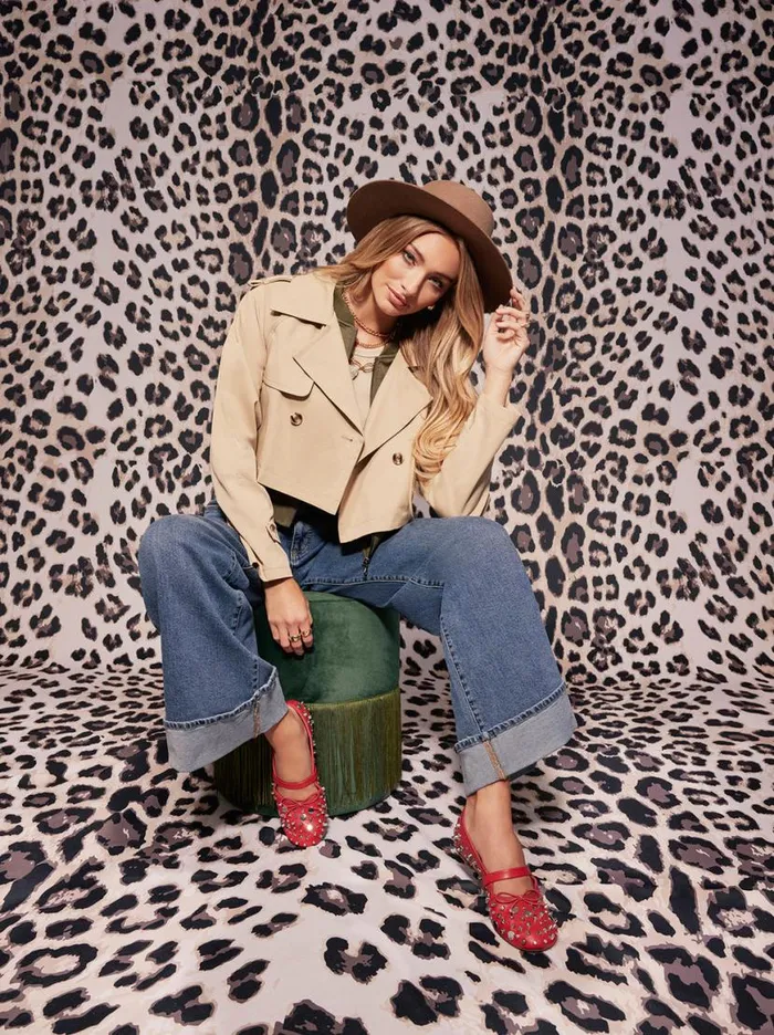 Women Trench Bomber Jacket In Khaki Jessica Simpson Jackets Blazers and Kimonos