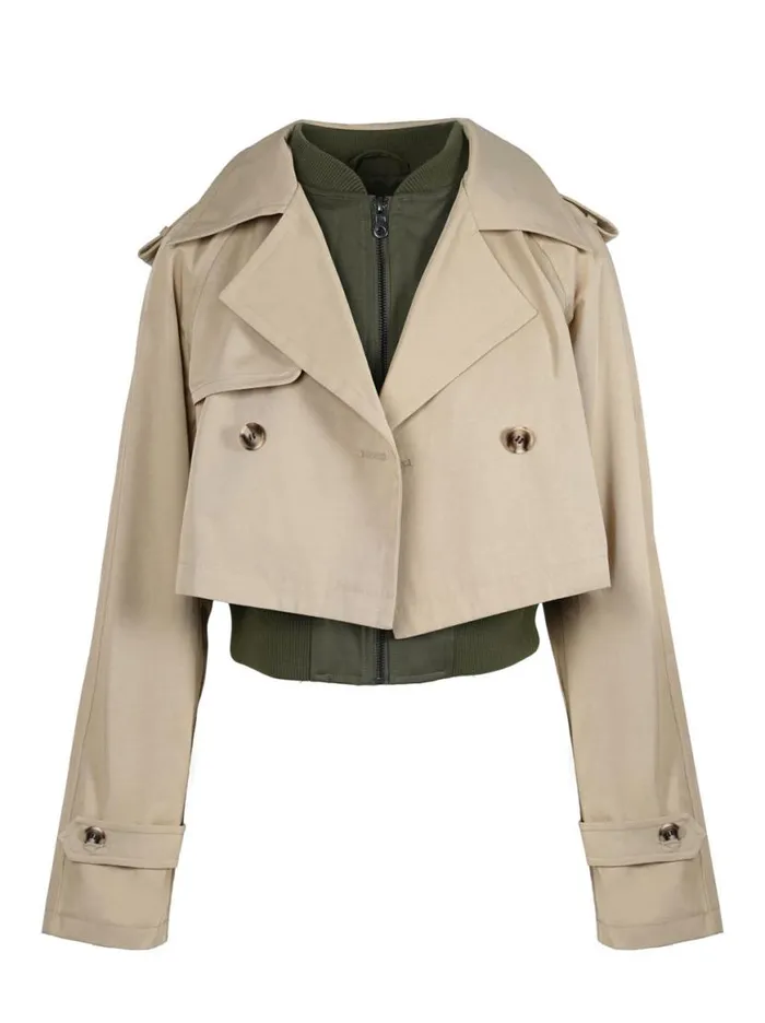 Women Trench Bomber Jacket In Khaki Jessica Simpson Jackets Blazers and Kimonos