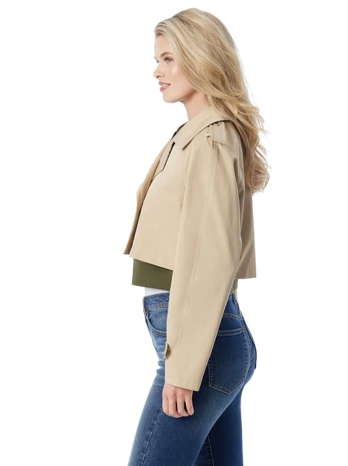 Women Trench Bomber Jacket In Khaki Jessica Simpson Jackets Blazers and Kimonos